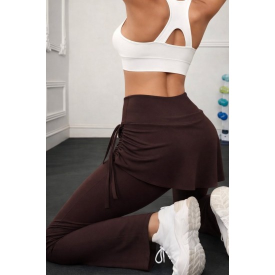 Kadın Yüksek Belli Yandan Büzgülü Paçaya Doğru Geniş Dalgıç Tayt, 32335