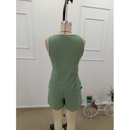 Kadın Askılı önü Düğmeli Asimetrik Detaylı Bluz Ve Astarlı Short Ikili Takım , 32340