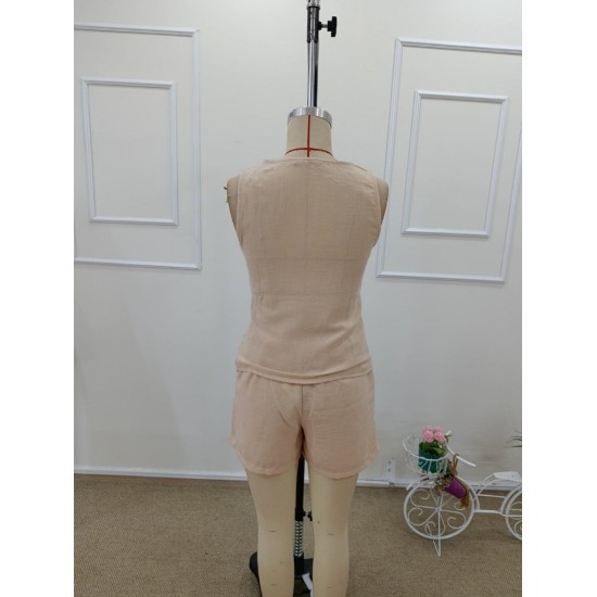 Kadın Askılı önü Düğmeli Asimetrik Detaylı Bluz Ve Astarlı Short Ikili Takım , 32339