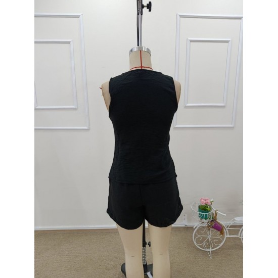 Kadın Askılı önü Düğmeli Asimetrik Detaylı Bluz Ve Astarlı Short Ikili Takım , 32337