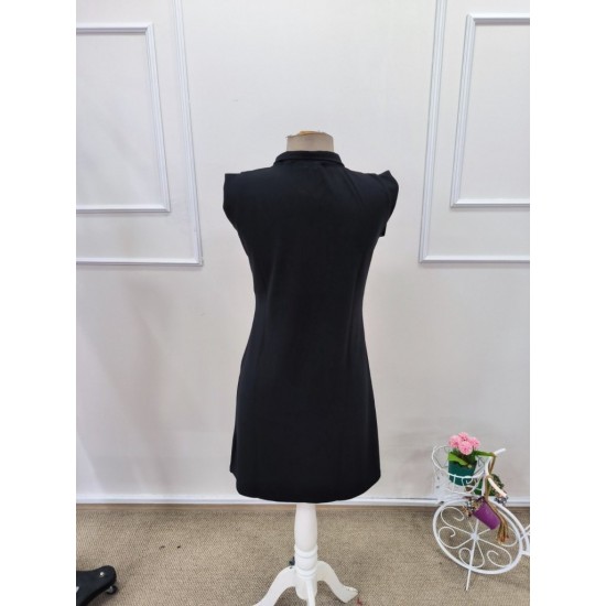 Kadın Kısa Kollu Yaka önden Fermuarlı Kısa Modal Elbise , 32346