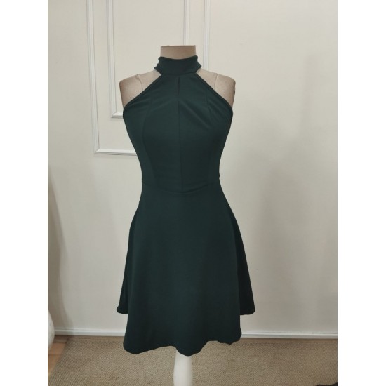 Kadın Omuzlardan Açık Balıkçı Yaka Arkadan Dantel Detaylı Kısa Ithal Krep Elbise, 32345