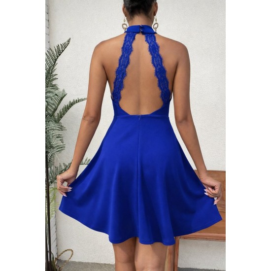 Kadın Omuzlardan Açık Balıkçı Yaka Arkadan Dantel Detaylı Kısa Ithal Krep Elbise, 32344