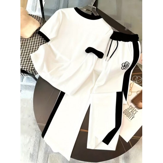 Kadın Kısa Kollu Bisiklet Yaka Viskon Iki Iplik Bluz Ve Pantolon Ikili Takım , 32363 Kadın Kısa Kollu Bisiklet Yaka Viskon Iki Iplik Bluz Ve Pantolon Ikili Takım , 32363