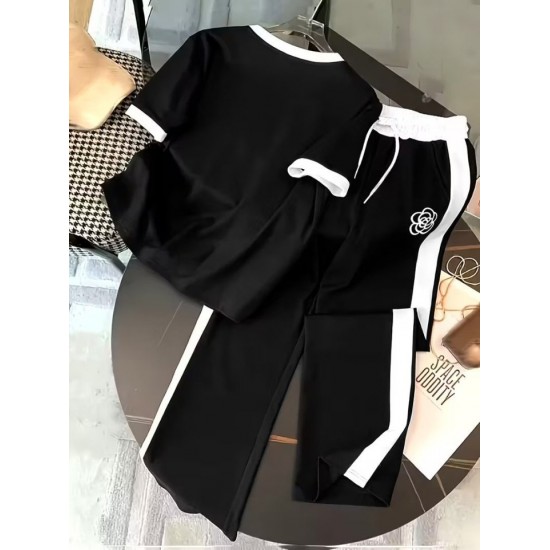 Kadın Kısa Kollu Bisiklet Yaka Viskon Iki Iplik Bluz Ve Pantolon Ikili Takım , 32361 Kadın Kısa Kollu Bisiklet Yaka Viskon Iki Iplik Bluz Ve Pantolon Ikili Takım , 32361