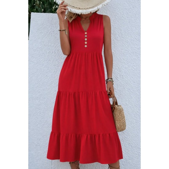 Kadın Askılı V Yakalı önden Düğmeli Midi Viskon Elbise , 32360 Kadın Askılı V Yakalı önden Düğmeli Midi Viskon Elbise , 32360