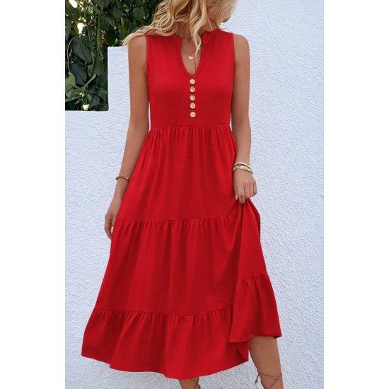 Kadın Askılı V Yakalı önden Düğmeli Midi Viskon Elbise , 32360 Kadın Askılı V Yakalı önden Düğmeli Midi Viskon Elbise , 32360