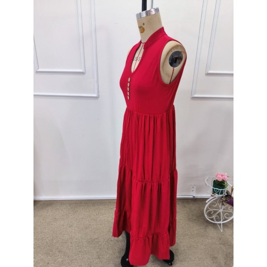 Kadın Askılı V Yakalı önden Düğmeli Midi Viskon Elbise , 32360 Kadın Askılı V Yakalı önden Düğmeli Midi Viskon Elbise , 32360