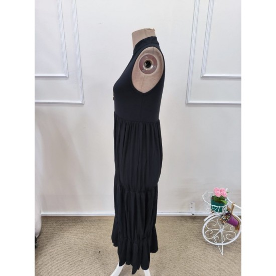 Kadın Askılı V Yakalı önden Düğmeli Midi Viskon Elbise , 32357