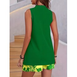 Kadın Askılı V Yakalı Sandy Bluz Ve Desenli Short Ikili Takım , 32354 Kadın Askılı V Yakalı Sandy Bluz Ve Desenli Short Ikili Takım , 32354