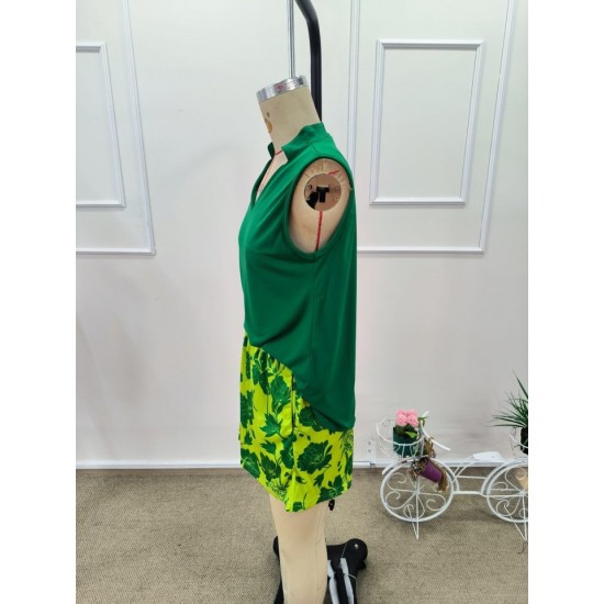 Kadın Askılı V Yakalı Sandy Bluz Ve Desenli Short Ikili Takım , 32354