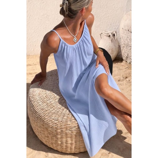 Kadın Ip Askılı Yuvarlak Yaka Yırtmaçlı Uzun Müslim Elbise, 32380