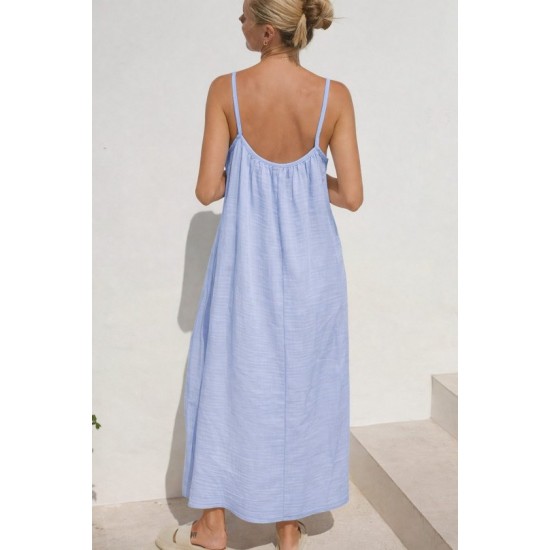 Kadın Ip Askılı Yuvarlak Yaka Yırtmaçlı Uzun Müslim Elbise, 32380