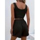 Kadın Askılı Yuvarlak Yakalı Burgu Krop Ve Bluz Short Ikili Takım , 32372 Kadın Askılı Yuvarlak Yakalı Burgu Krop Ve Bluz Short Ikili Takım , 32372