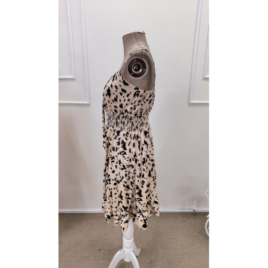 Kadın Ip Askılı Yakadan Büzgülü Beli Lastikli Kısa Süprem Elbise , 32367