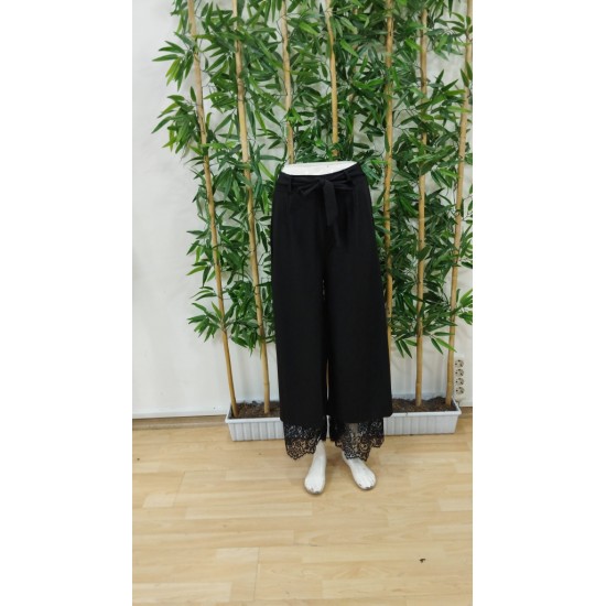 Kadın Yüksek Bel Belden Kuşaklı üst Dalgıç Alt Dantel Detaylı Dalgıç Pantolon , 32383