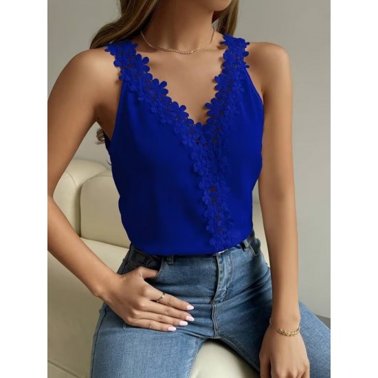 Kadın Askılı V Yakalı çiçek Dantel Detaylı Sandy Bluz , 32392 Kadın Askılı V Yakalı çiçek Dantel Detaylı Sandy Bluz , 32392