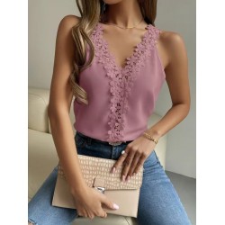 Kadın Askılı V Yakalı çiçek Dantel Detaylı Sandy Bluz , 32391 Kadın Askılı V Yakalı çiçek Dantel Detaylı Sandy Bluz , 32391