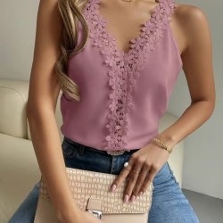 Kadın Askılı V Yakalı çiçek Dantel Detaylı Sandy Bluz , 32391 Kadın Askılı V Yakalı çiçek Dantel Detaylı Sandy Bluz , 32391