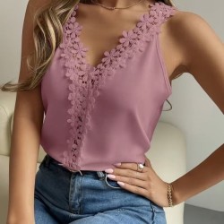 Kadın Askılı V Yakalı çiçek Dantel Detaylı Sandy Bluz , 32391 Kadın Askılı V Yakalı çiçek Dantel Detaylı Sandy Bluz , 32391