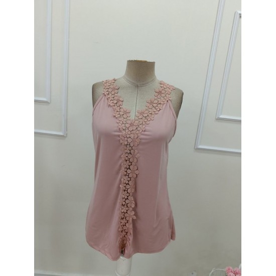 Kadın Askılı V Yakalı çiçek Dantel Detaylı Sandy Bluz , 32391 Kadın Askılı V Yakalı çiçek Dantel Detaylı Sandy Bluz , 32391