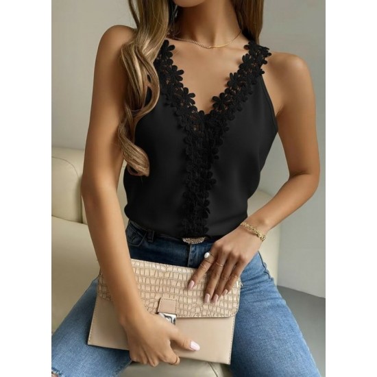 Kadın Askılı V Yakalı çiçek Dantel Detaylı Sandy Bluz , 32389 Kadın Askılı V Yakalı çiçek Dantel Detaylı Sandy Bluz , 32389