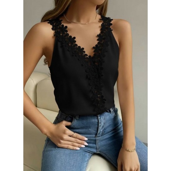 Kadın Askılı V Yakalı çiçek Dantel Detaylı Sandy Bluz , 32389 Kadın Askılı V Yakalı çiçek Dantel Detaylı Sandy Bluz , 32389