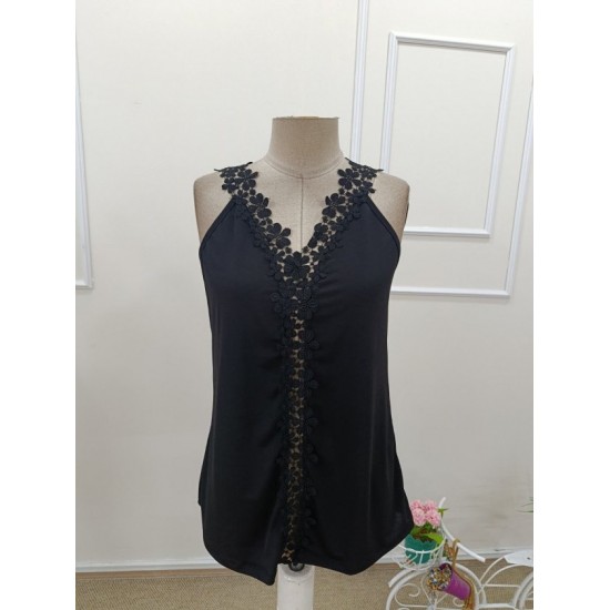 Kadın Askılı V Yakalı çiçek Dantel Detaylı Sandy Bluz , 32389 Kadın Askılı V Yakalı çiçek Dantel Detaylı Sandy Bluz , 32389