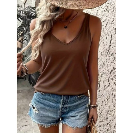 Kadın Askılı Geniş V Yakalı Viskon Bluz , 32387