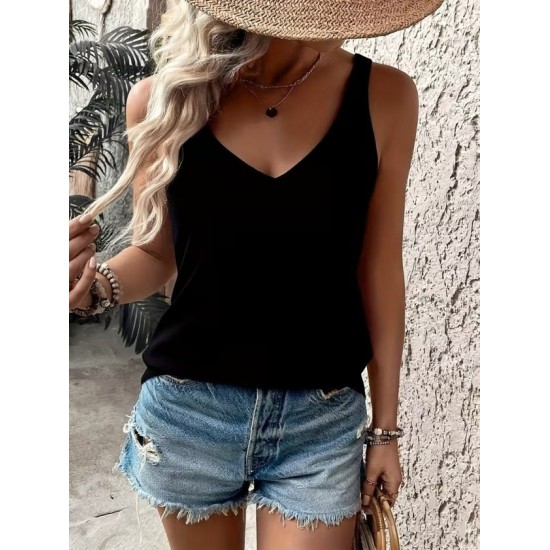 Kadın Askılı Geniş V Yakalı Viskon Bluz , 32385