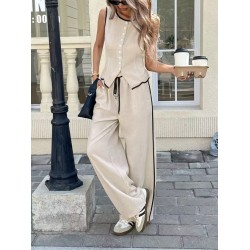 Kadın Kolsuz önü Düğmeli Yelek Ve Pantolon Ikili Takım , 32402 Kadın Kolsuz önü Düğmeli Yelek Ve Pantolon Ikili Takım , 32402