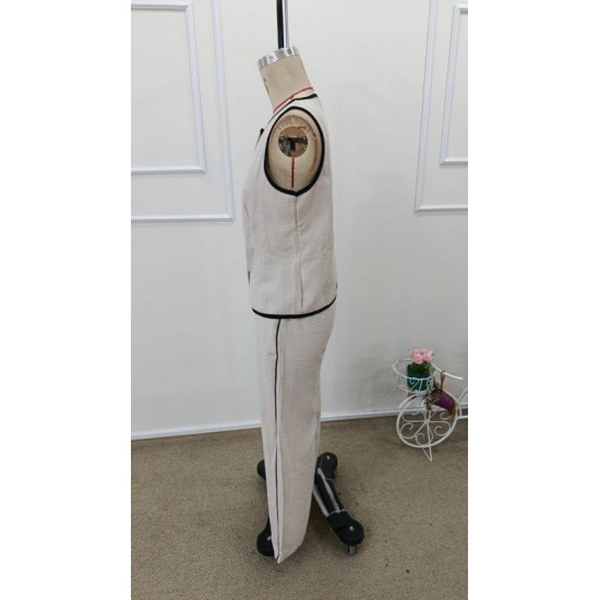 Kadın Kolsuz önü Düğmeli Yelek Ve Pantolon Ikili Takım , 32402