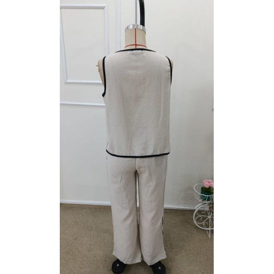 Kadın Kolsuz önü Düğmeli Yelek Ve Pantolon Ikili Takım , 32402