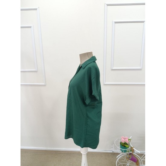 Kadın Kısa Kollu Yakalı Dokuma Viskon Bluz , 32412