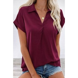 Kadın Kısa Kollu Yakalı Dokuma Viskon Bluz , 32411 Kadın Kısa Kollu Yakalı Dokuma Viskon Bluz , 32411