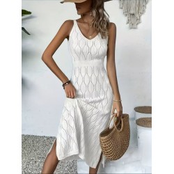 Kadın Askılı V Yakalı Uzun Triko Elbise , 32408 Kadın Askılı V Yakalı Uzun Triko Elbise , 32408