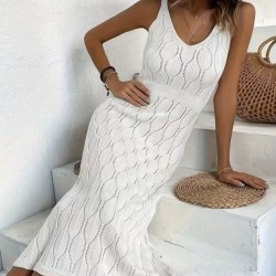 Kadın Askılı V Yakalı Uzun Triko Elbise , 32408 Kadın Askılı V Yakalı Uzun Triko Elbise , 32408