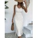 Kadın Askılı V Yakalı Uzun Triko Elbise , 32408