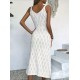 Kadın Askılı V Yakalı Uzun Triko Elbise , 32408