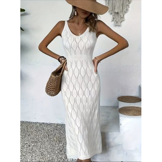 Kadın Askılı V Yakalı Uzun Triko Elbise , 32408