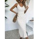 Kadın Askılı V Yakalı Uzun Triko Elbise , 32408