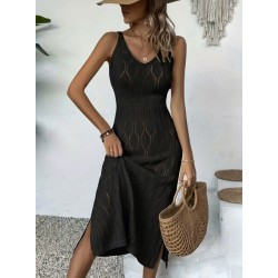 Kadın Askılı V Yakalı Uzun Triko Elbise , 32406 Kadın Askılı V Yakalı Uzun Triko Elbise , 32406