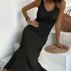 Kadın Askılı V Yakalı Uzun Triko Elbise , 32406 Kadın Askılı V Yakalı Uzun Triko Elbise , 32406