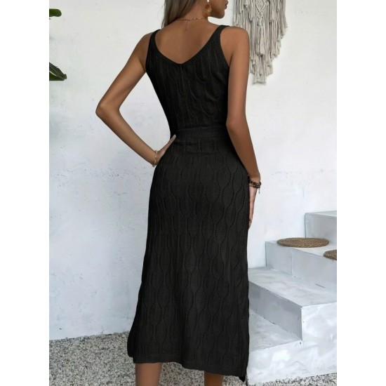 Kadın Askılı V Yakalı Uzun Triko Elbise , 32406 Kadın Askılı V Yakalı Uzun Triko Elbise , 32406