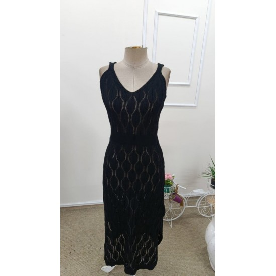 Kadın Askılı V Yakalı Uzun Triko Elbise , 32406 Kadın Askılı V Yakalı Uzun Triko Elbise , 32406