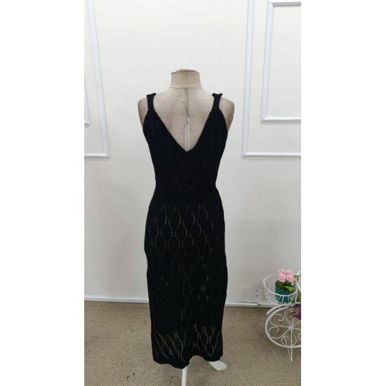 Kadın Askılı V Yakalı Uzun Triko Elbise , 32406 Kadın Askılı V Yakalı Uzun Triko Elbise , 32406