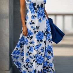 Kadın Omuzlardan Açık Ip Askılı Desenli Uzun Süprem Elbise , 32417