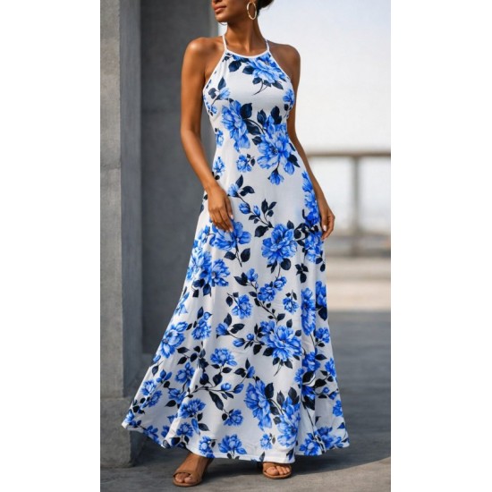 Kadın Omuzlardan Açık Ip Askılı Desenli Uzun Süprem Elbise , 32417 Kadın Omuzlardan Açık Ip Askılı Desenli Uzun Süprem Elbise , 32417