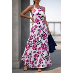 Kadın Omuzlardan Açık Ip Askılı Desenli Uzun Süprem Elbise , 32416