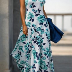 Kadın Omuzlardan Açık Ip Askılı Desenli Uzun Süprem Elbise , 32414